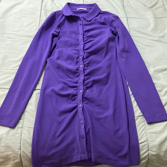 SHIRT DRESS WITH RUCHING - Picture 1 of 2